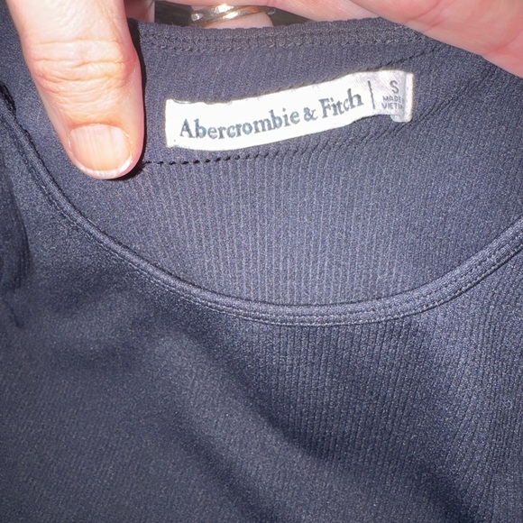 Abercrombie & Fitch Ribbed Long Sleeve Top Black Stretch Fitted Tee Size S - Picture 3 of 7
